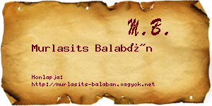 Murlasits Balabán névjegykártya